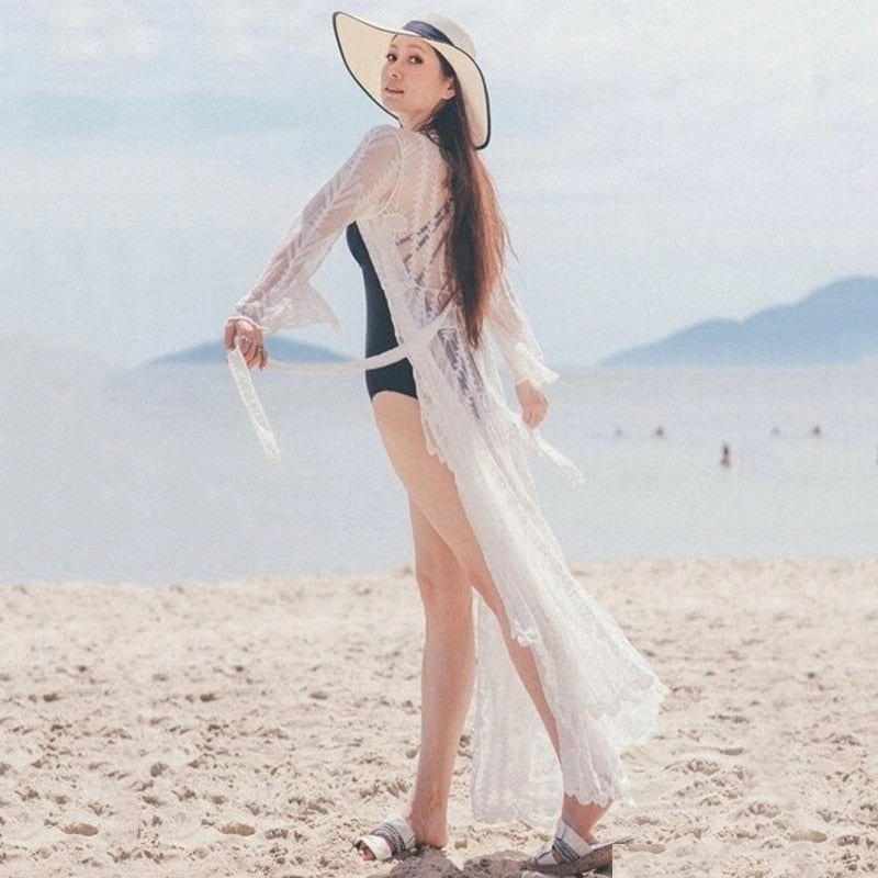 Beach Robe, Cover Up, White Lace Samantha