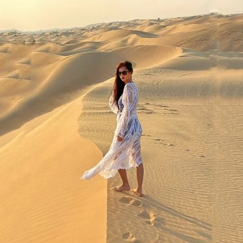 Beach Robe, Cover Up, White Lace Samantha
