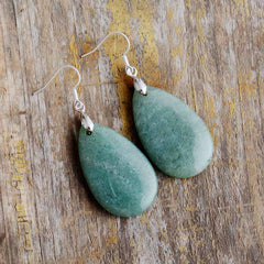 Boho Earrings, Dangle Earrings, Green Aventurine
