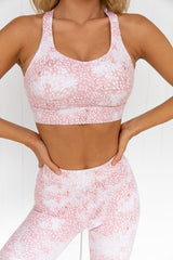 Yoga Set, Yoga Legging, Printed Workout Set Top and Legging, Pink Amara