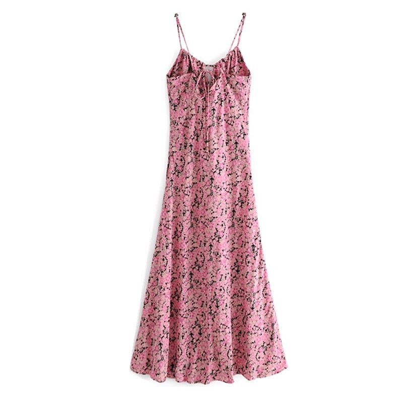 MaxiDress, Boho Dress, Strappy Sundress, Pink Vine