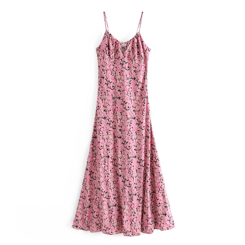 MaxiDress, Boho Dress, Strappy Sundress, Pink Vine