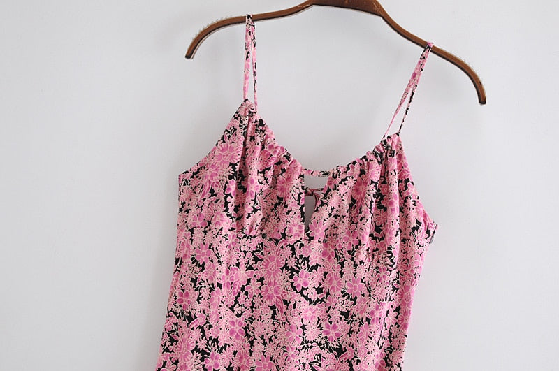 MaxiDress, Boho Dress, Strappy Sundress, Pink Vine