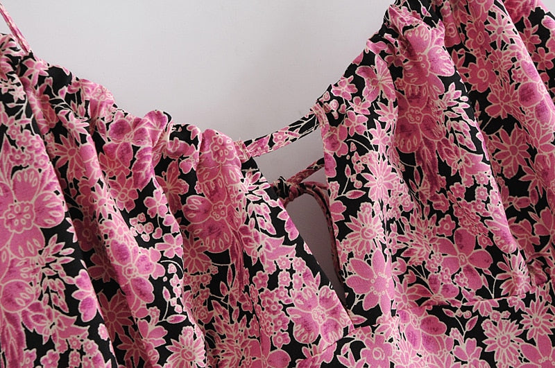 MaxiDress, Boho Dress, Strappy Sundress, Pink Vine