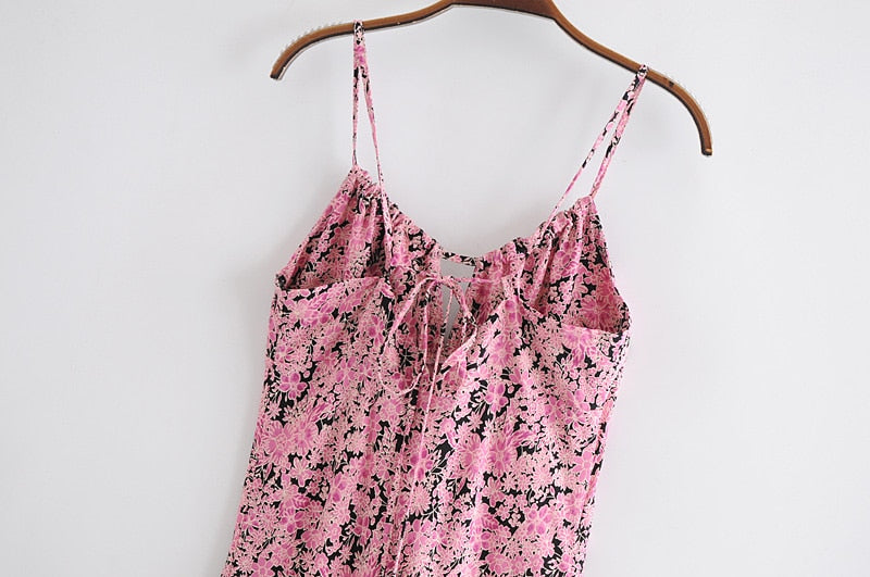 MaxiDress, Boho Dress, Strappy Sundress, Pink Vine