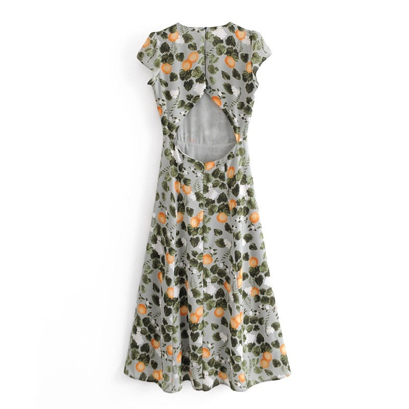 Boho Midi Dress, Madarin Garden Green