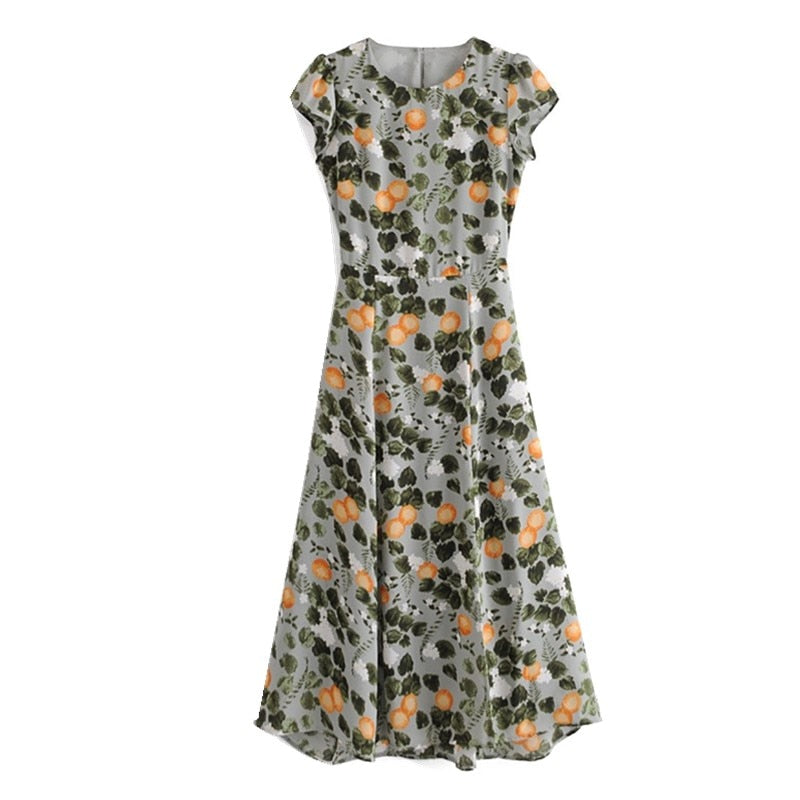 Boho Midi Dress, Madarin Garden Green