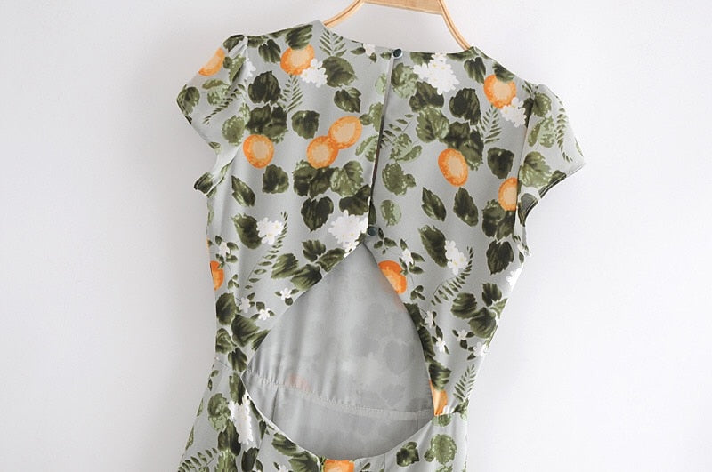 Boho Midi Dress, Madarin Garden Green