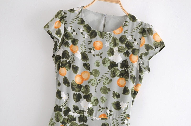Boho Midi Dress, Madarin Garden Green