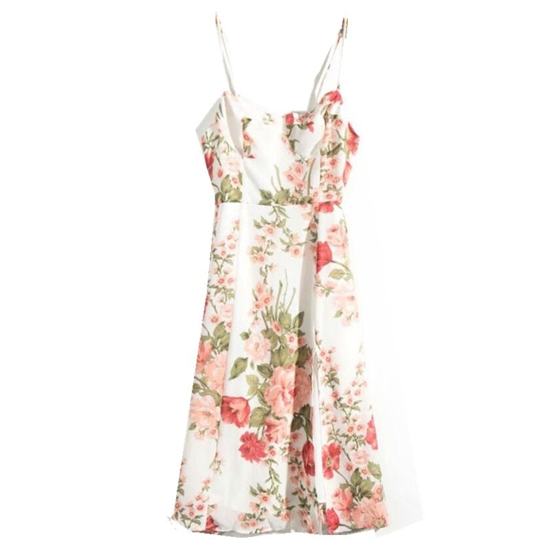 Boho Midi Dress, Strappy Sundress,  Ava Sweet White