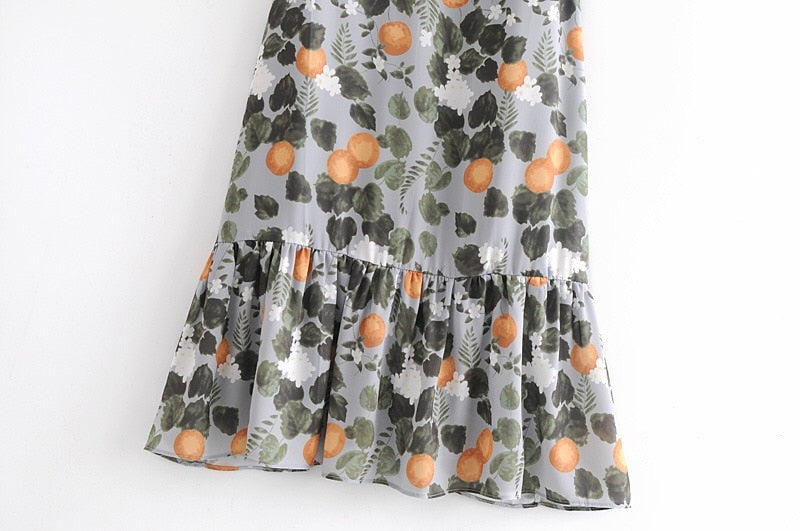 Boho Midi Dress, Strappy Sundress, Madarin Garden Green