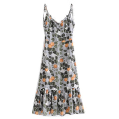 Boho Midi Dress, Strappy Sundress, Madarin Garden Green