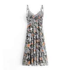 Boho Midi Dress, Strappy Sundress, Madarin Garden Green