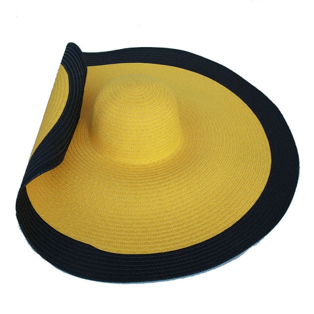 Boho Hat, Sun Hat, Beach Hat, Extra Large Wide Brim, Straw Hat, Beige, White, Black and more 20 colors,  (Soft, 26 cm)