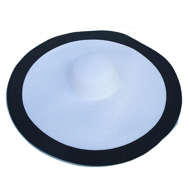 Boho Hat, Sun Hat, Beach Hat, Extra Large Wide Brim, Straw Hat, Black, White, Blue, Navy and more 19 colors (Soft, 25 cm)