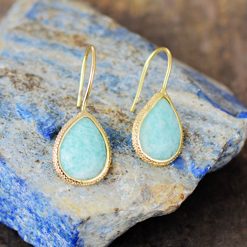 Boho Earrings, Dangle Earrings, Cute Elegant Blue Amazonite