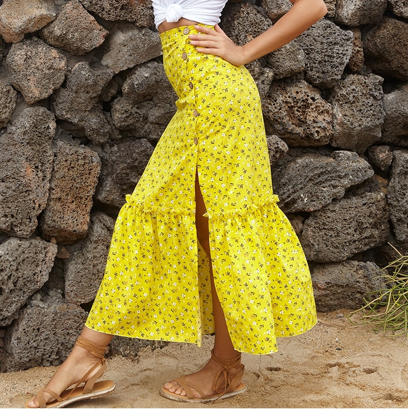 Boho Skirt, Hippie Skirts, Maxi Skirt, Margarita in Yellow