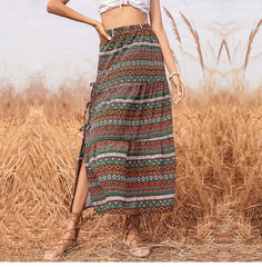 Boho Skirt, Hippie Skirts, Maxi Skirt, Green Herb
