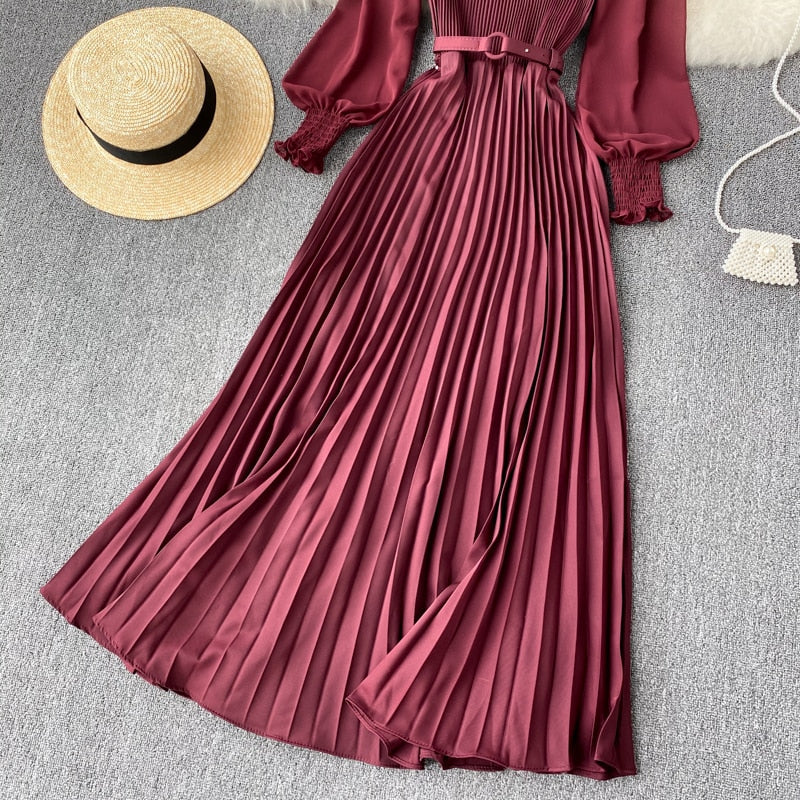 Vintage Dress, Boho Maxi Dress, Pleated Dress, Remi in Pink, Blue, Yellow and Red