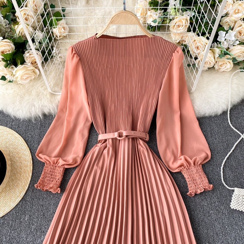 Vintage Dress, Boho Maxi Dress, Pleated Dress, Remi in Pink, Blue, Yellow and Red