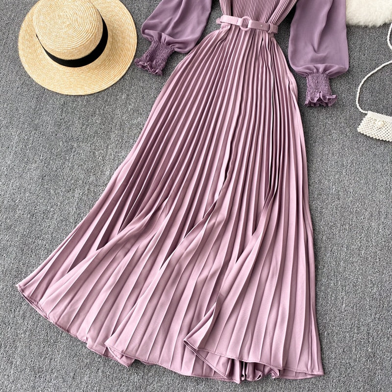 Vintage Dress, Boho Maxi Dress, Pleated Dress, Remi in Pink, Blue, Yellow and Red