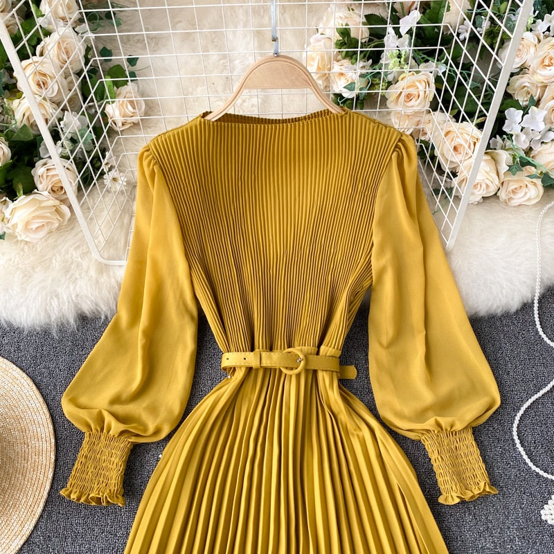 Vintage Dress, Boho Maxi Dress, Pleated Dress, Remi in Pink, Blue, Yellow and Red