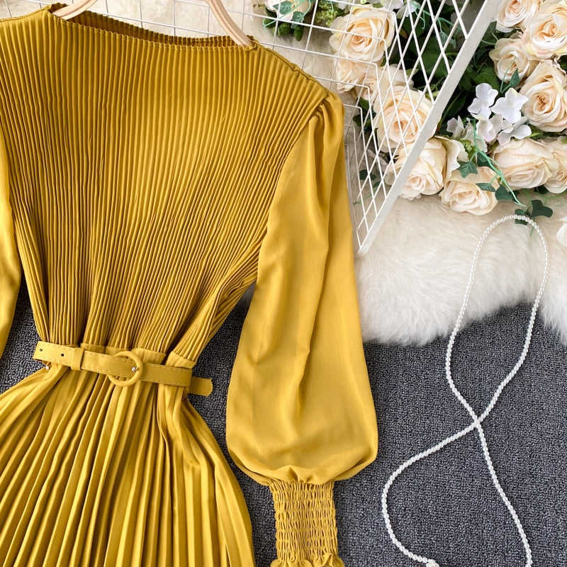 Vintage Dress, Boho Maxi Dress, Pleated Dress, Remi in Pink, Blue, Yellow and Red