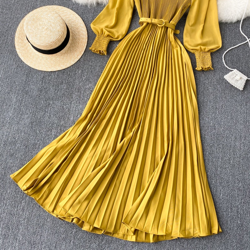 Vintage Dress, Boho Maxi Dress, Pleated Dress, Remi in Pink, Blue, Yellow and Red