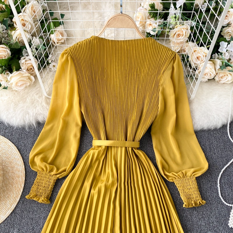 Vintage Dress, Boho Maxi Dress, Pleated Dress, Remi in Pink, Blue, Yellow and Red