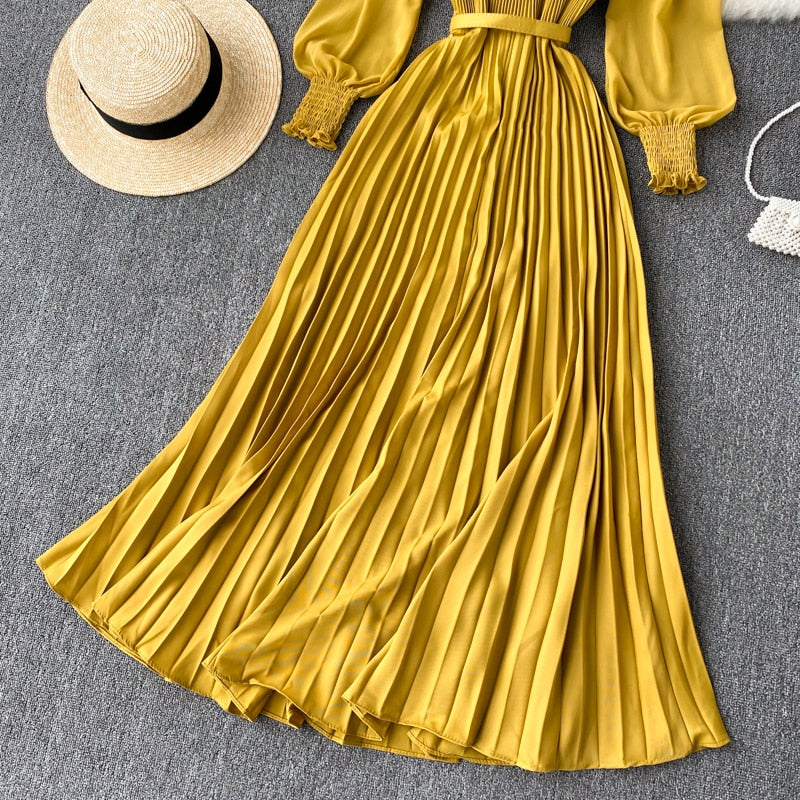 Vintage Dress, Boho Maxi Dress, Pleated Dress, Remi in Pink, Blue, Yellow and Red