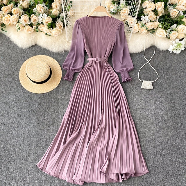 Vintage Dress, Boho Maxi Dress, Pleated Dress, Remi in Pink, Blue, Yellow and Red
