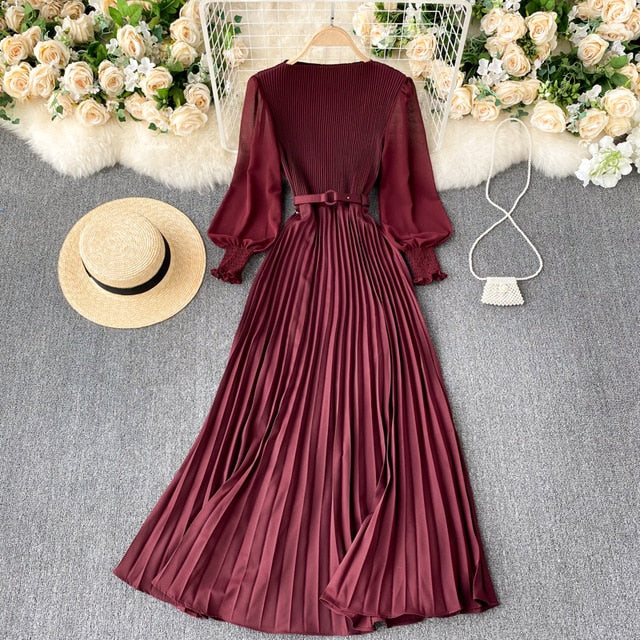 Vintage Dress, Boho Maxi Dress, Pleated Dress, Remi in Pink, Blue, Yellow and Red