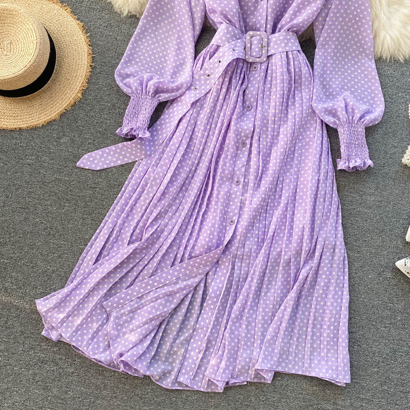 Vintage Dress, Boho Midi Dress, Dress, Shirt Dress, Molly Polka Dot in Red, Purple, Black and White