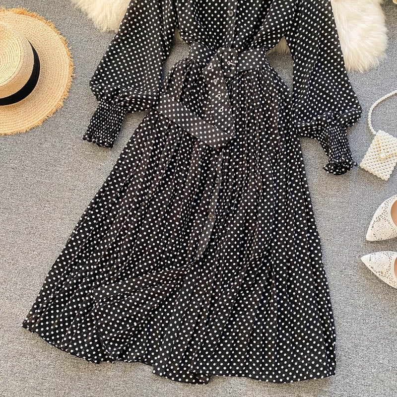 Vintage Dress, Boho Midi Dress, Dress, Shirt Dress, Molly Polka Dot in Red, Purple, Black and White