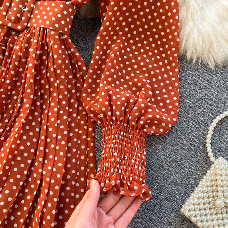 Vintage Dress, Boho Midi Dress, Dress, Shirt Dress, Molly Polka Dot in Red, Purple, Black and White