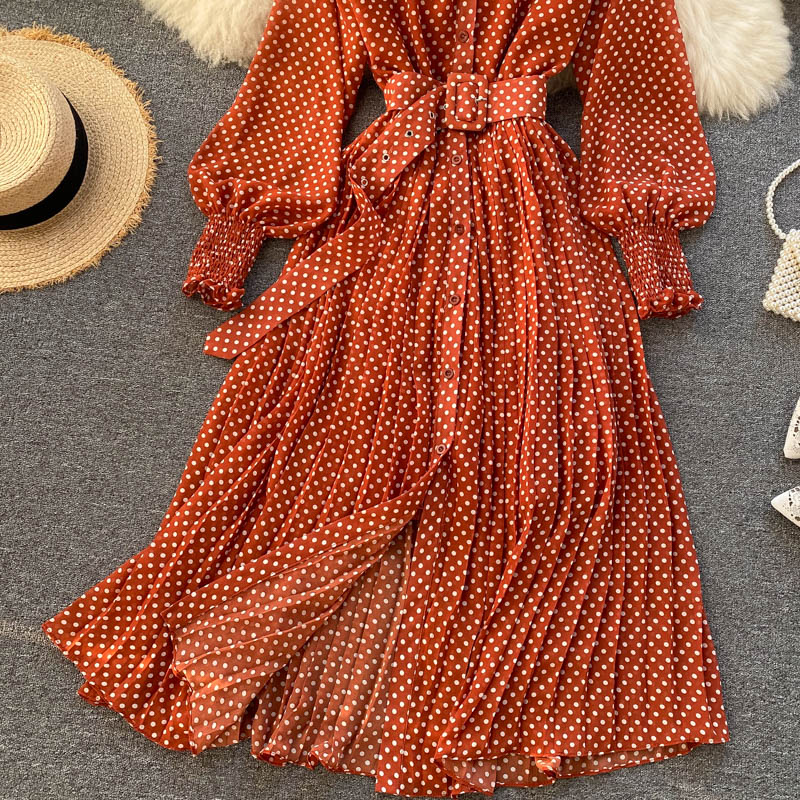 Vintage Dress, Boho Midi Dress, Dress, Shirt Dress, Molly Polka Dot in Red, Purple, Black and White