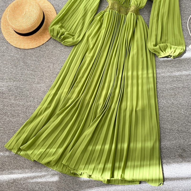 Vintage Dress, Boho Maxi Dress, Pleated Dress, Gown, Josie in Pink, Orange, Yellow and Red