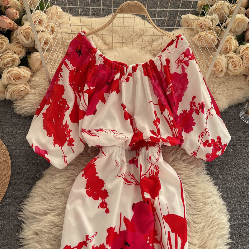 Vintage Dress, Boho Midi Dress, Dress, Red Rose Petal