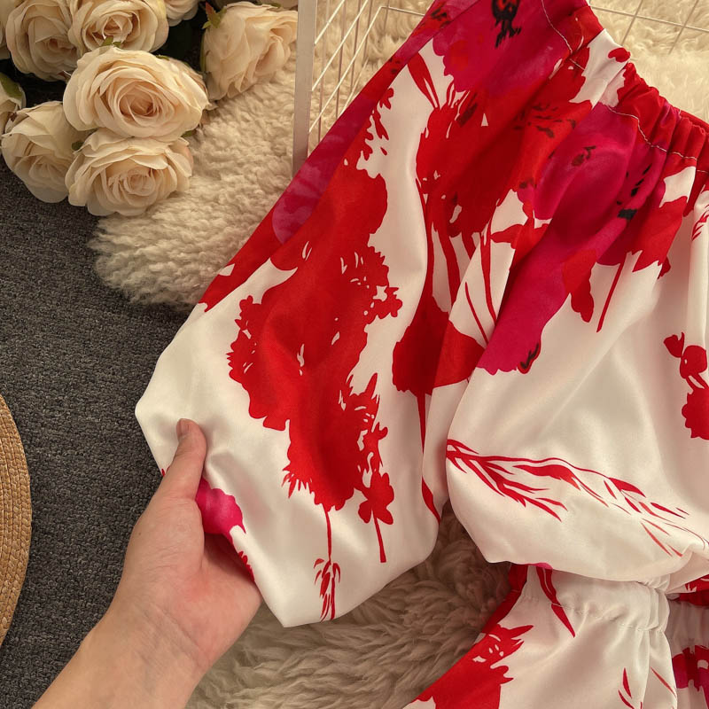 Vintage Dress, Boho Midi Dress, Dress, Red Rose Petal