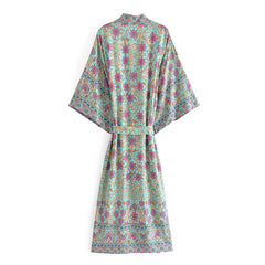 Boho Robe, Kimono Robe,  Beach Cover up, Arama in Pine Green
