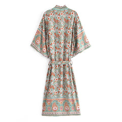 Boho Robe, Kimono Robe,  Beach Cover up, Amora in Sage Green