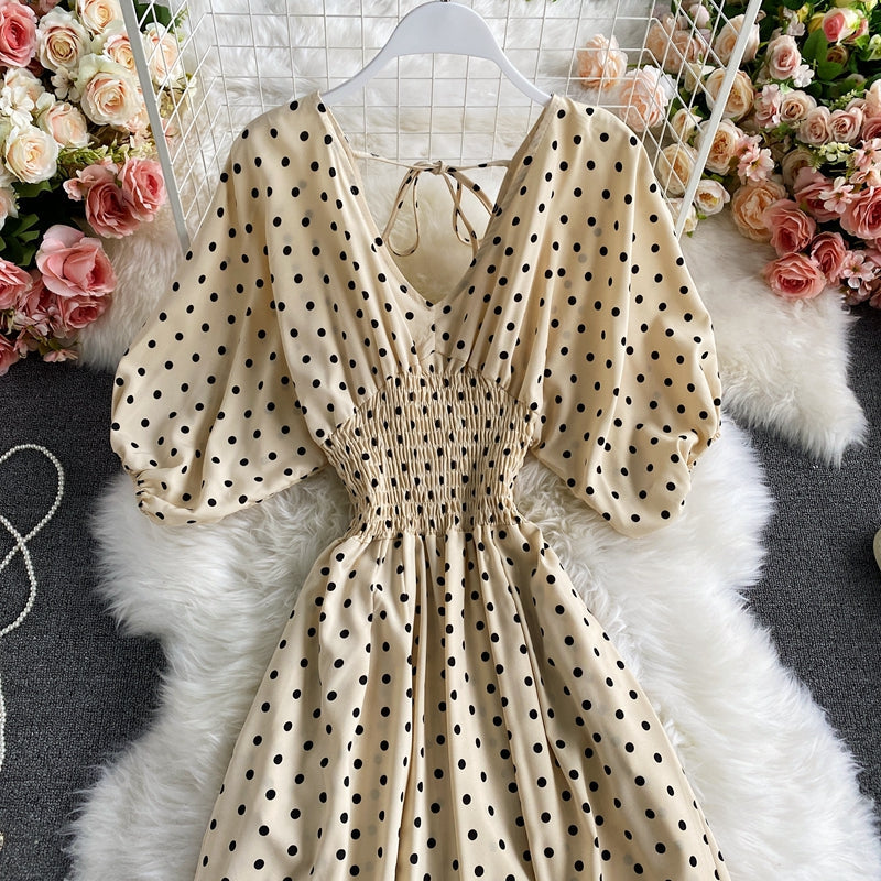 Boho Vintage  Jumpsuit, Boho Romper, Playsuit, Smocked Polka Dot in Orange, Red, Blue and Green