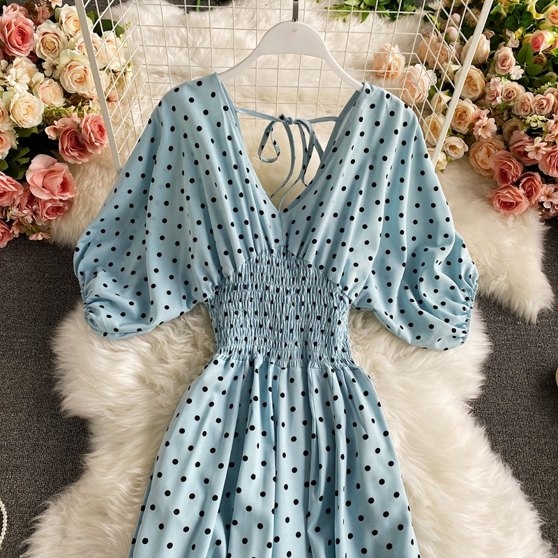 Boho Vintage  Jumpsuit, Boho Romper, Playsuit, Smocked Polka Dot in Orange, Red, Blue and Green