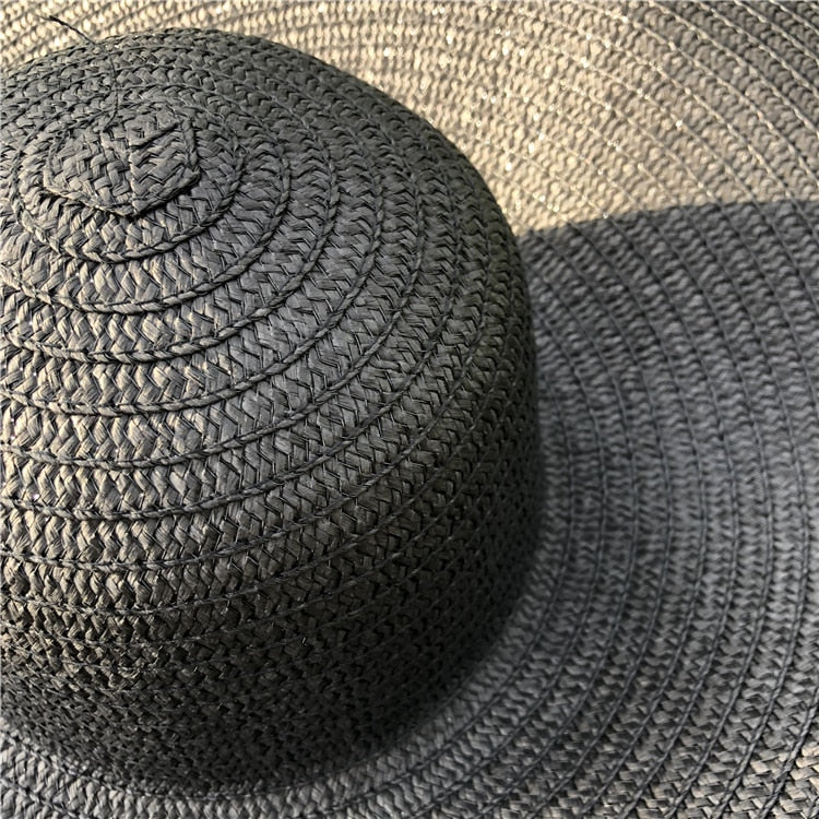 Boho Hat, Sun Hat, Beach Hat, Extra Large Wide Brim, Straw Hat, Orange, Pink, Black, White, and more 18 colors (Soft, 25 cm)