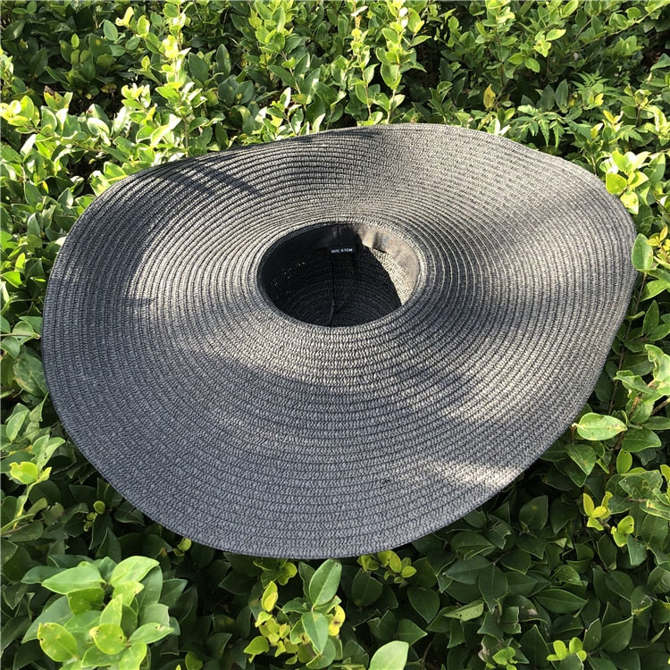 Boho Hat, Sun Hat, Beach Hat, Extra Large Wide Brim, Straw Hat, Orange, Pink, Black, White, and more 18 colors (Soft, 25 cm)