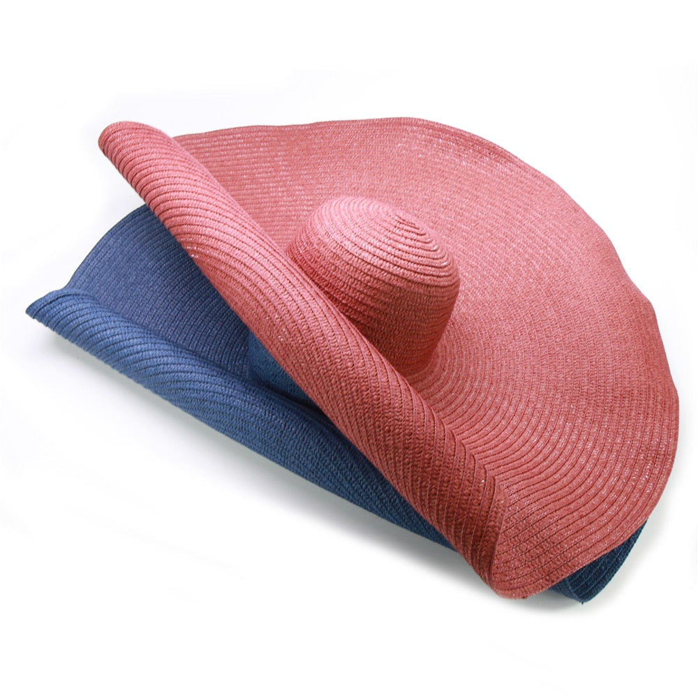 Boho Hat, Sun Hat, Beach Hat, Extra Large Wide Brim, Straw Hat, Black, White, Blue, Navy and more 19 colors (Soft, 25 cm)
