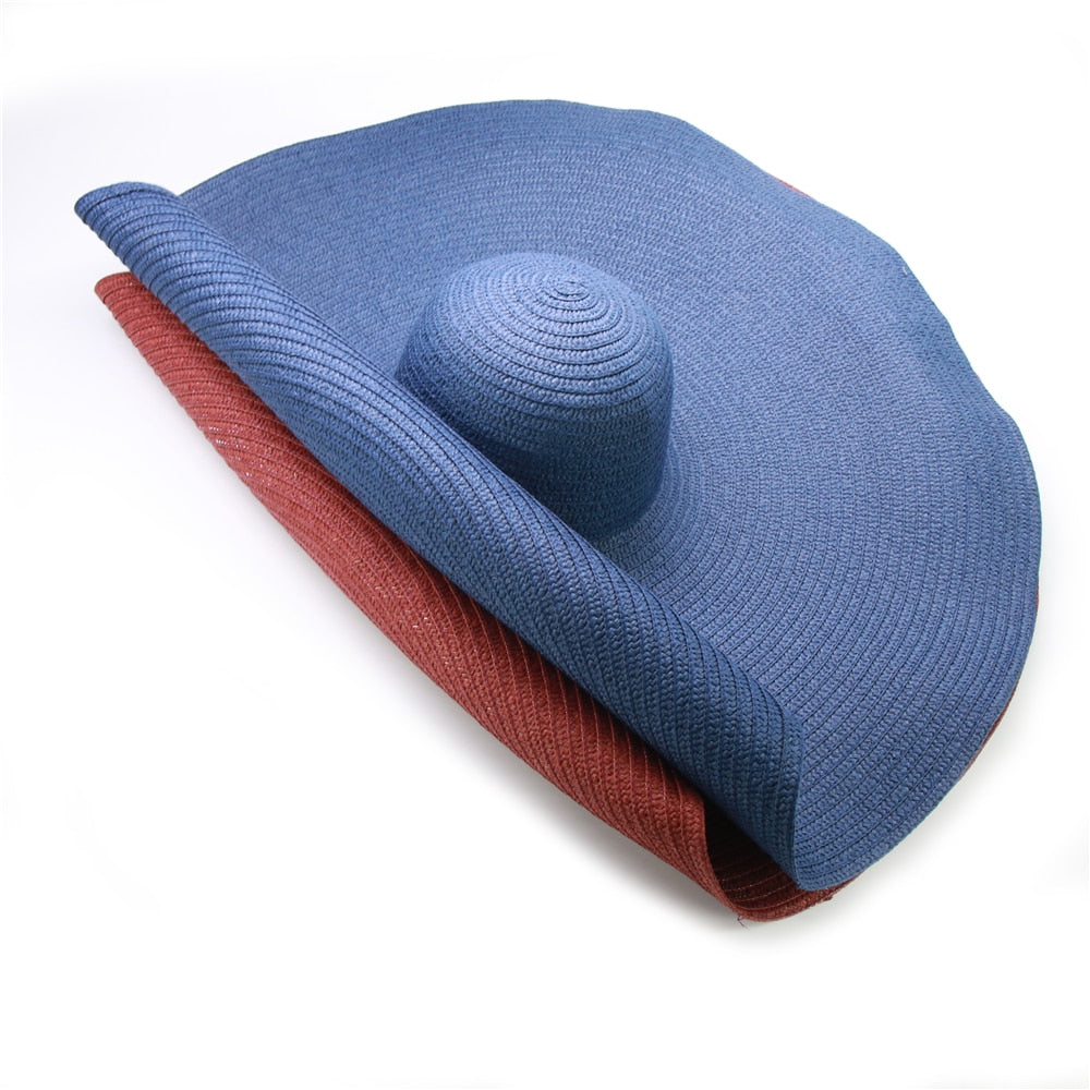 Boho Hat, Sun Hat, Beach Hat, Extra Large Wide Brim, Straw Hat, Black, White, Blue, Navy and more 19 colors (Soft, 25 cm)