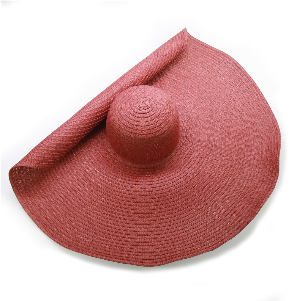 Boho Hat, Sun Hat, Beach Hat, Extra Large Wide Brim, Straw Hat, Black, White, Blue, Navy and more 19 colors (Soft, 25 cm)