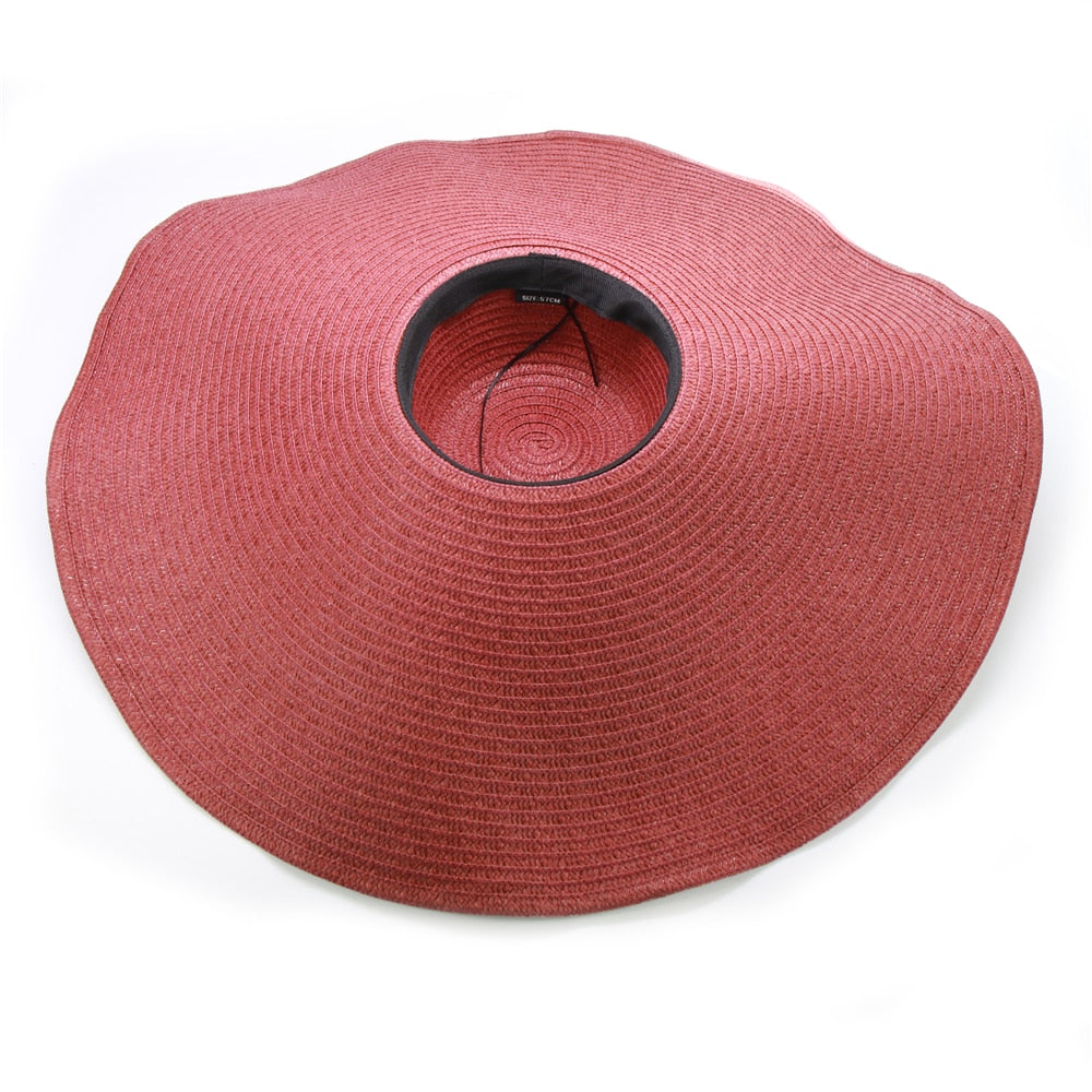 Boho Hat, Sun Hat, Beach Hat, Extra Large Wide Brim, Straw Hat, Black, White, Blue, Navy and more 19 colors (Soft, 25 cm)