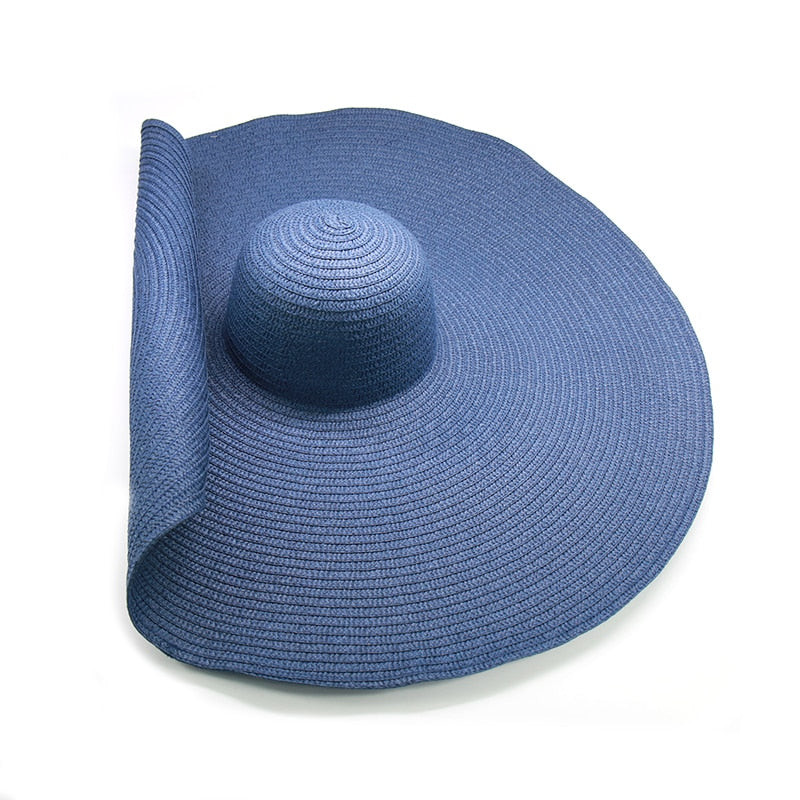 Boho Hat, Sun Hat, Beach Hat, Extra Large Wide Brim, Straw Hat, Black, White, Blue, Navy and more 19 colors (Soft, 25 cm)